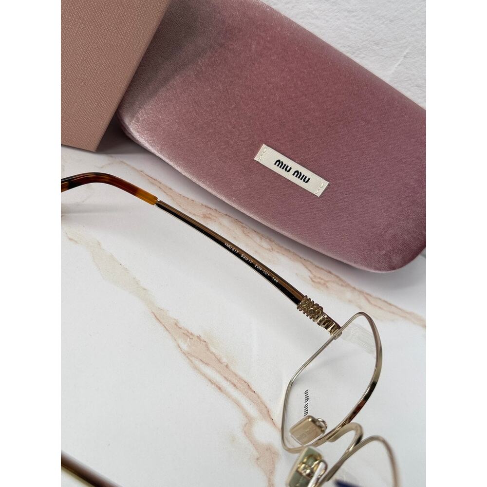 NEW Miu Miu M51YV Pale Gold Square Metal Eyeglasses Frames - Picture 6 of 6